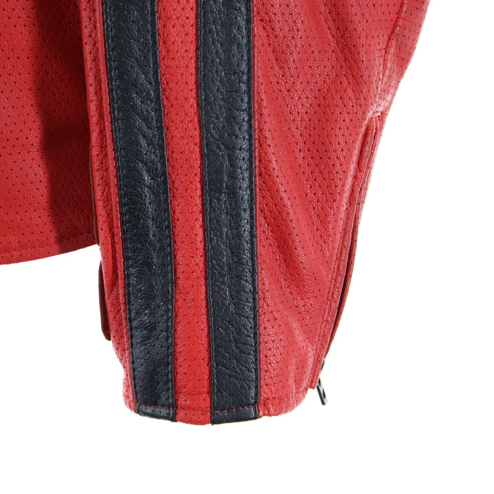 DIESEL(ディーゼル) 24AW L-POP ゴートスキン レザー レーシング ジャケット レッド A16681