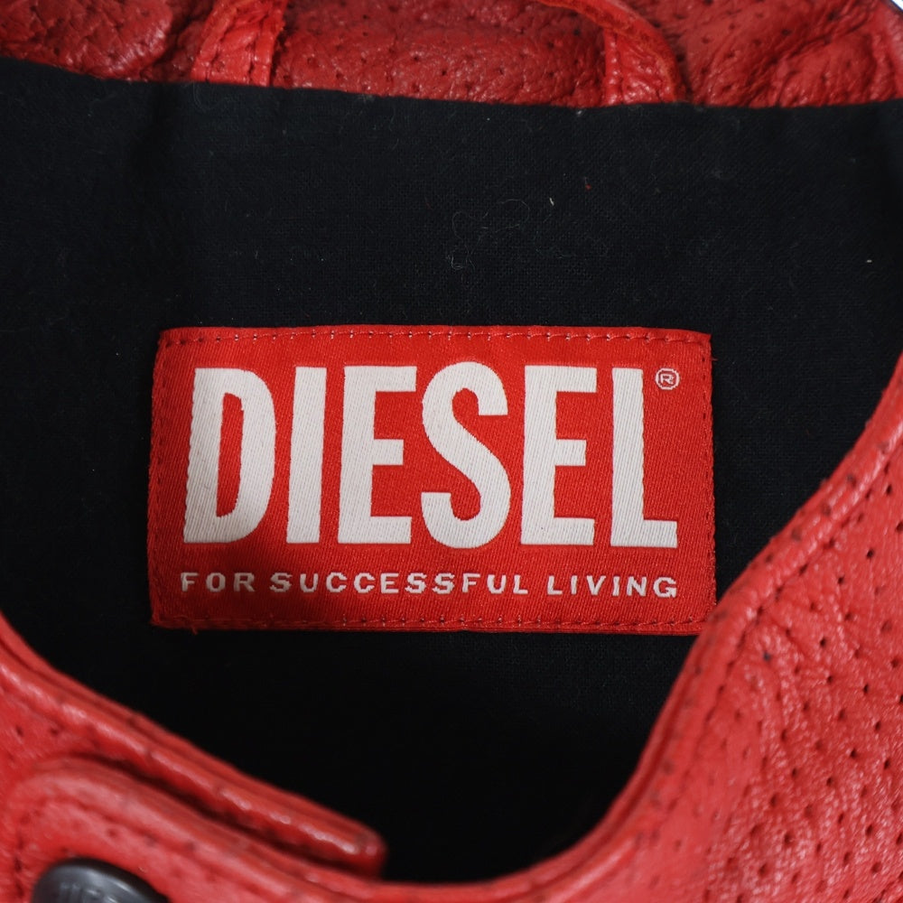 DIESEL(ディーゼル) 24AW L-POP ゴートスキン レザー レーシング ジャケット レッド A16681