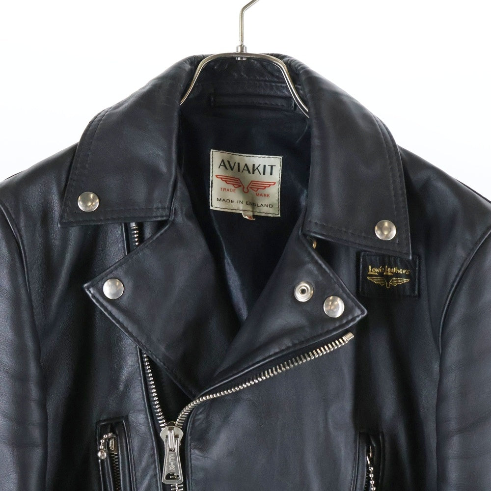 Lewis Leathers(ルイスレザー) LIGHTNING TIGHT FIT ライトニング タイトフィット スクエアパッチ ホースハイド ダブルライダースジャケット ブラック 402T