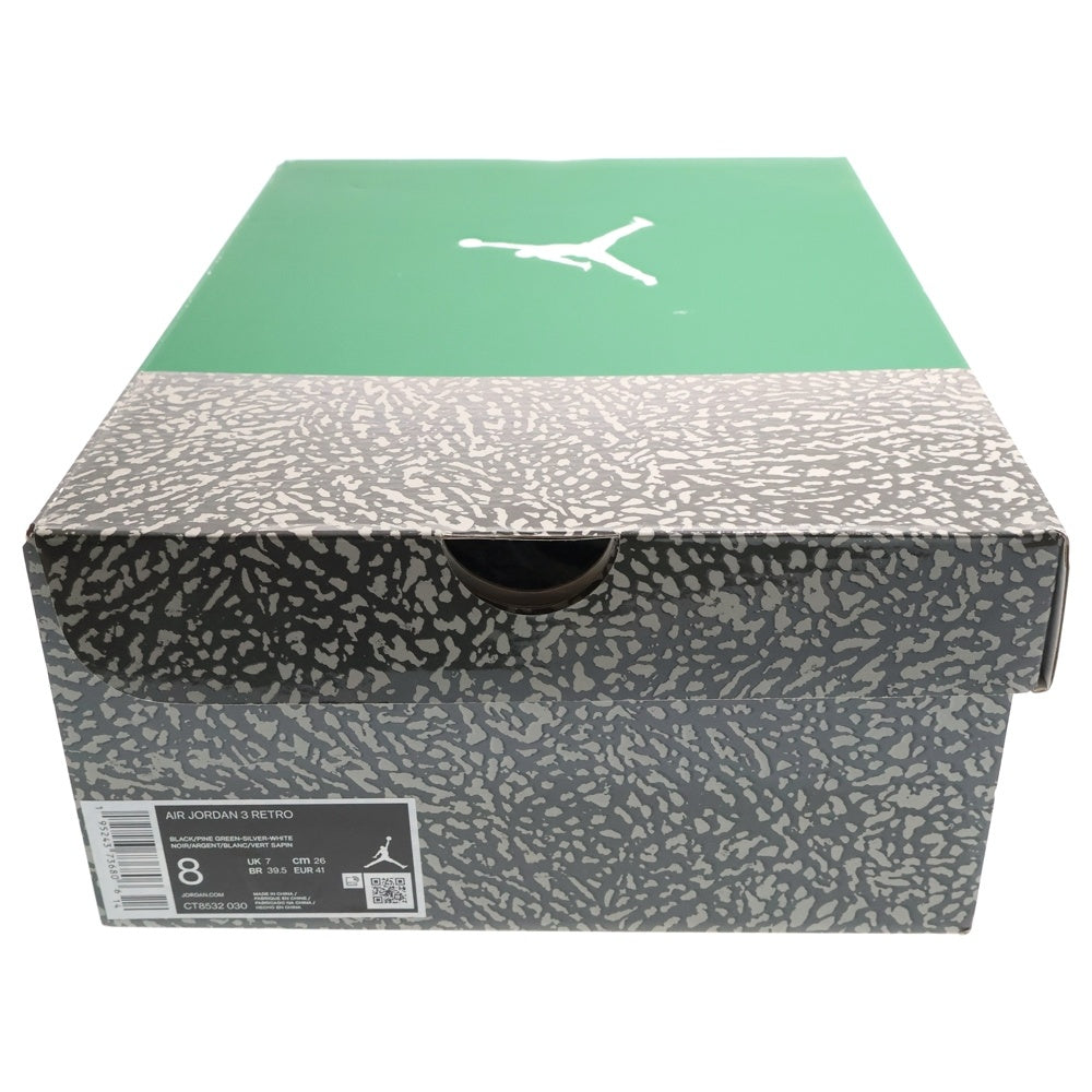 NIKE(ナイキ) AIR JORDAN 3 RETRO PINE GREEN エアジョーダン3 レトロ パイン グリーン ハイカットスニーカー ブラック/グリーン US8/26cm CT8532-030
