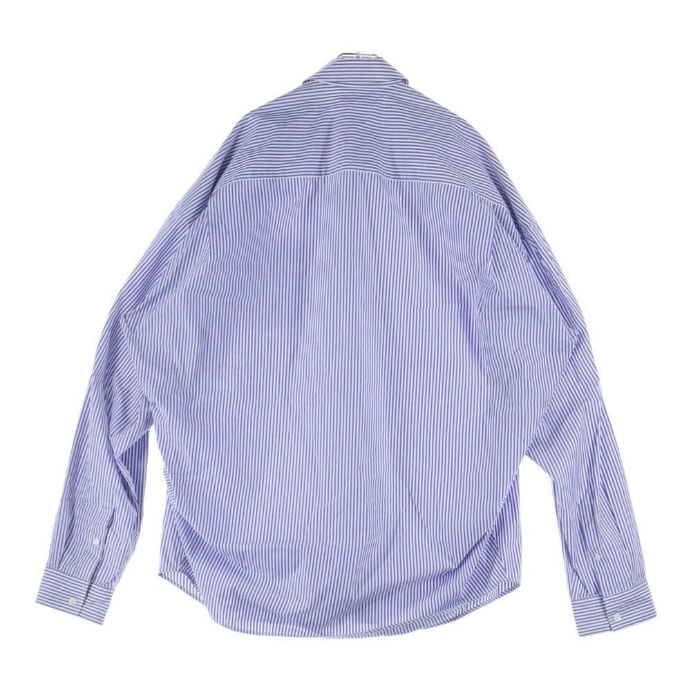 BALENCIAGA(バレンシアガ) ロゴ刺繍 ストライプ 長袖シャツ ブルー