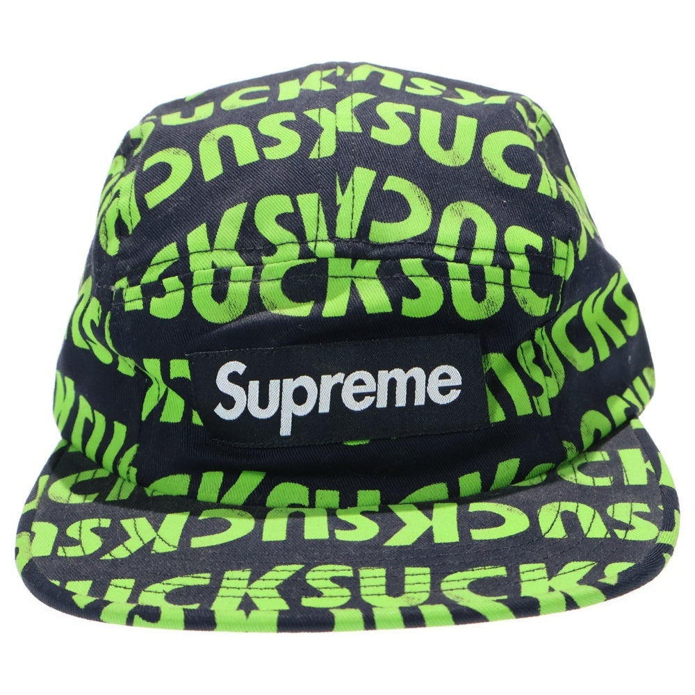 SUPREME(シュプリーム) 16AW Suck Camp Cap 総柄 ボックスロゴ サック キャンプキャップ 帽子 グリーン/ブラック