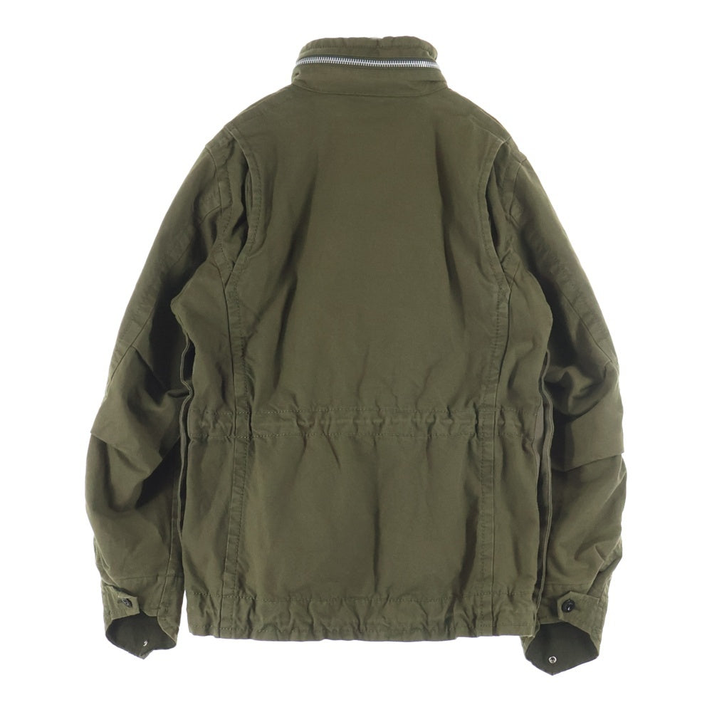 Sacai(サカイ) 22SS Wool Surge Mix Blouson ウールサージミックスブルゾン チェックライニング ミリタリージャケット カーキ 22-02928M