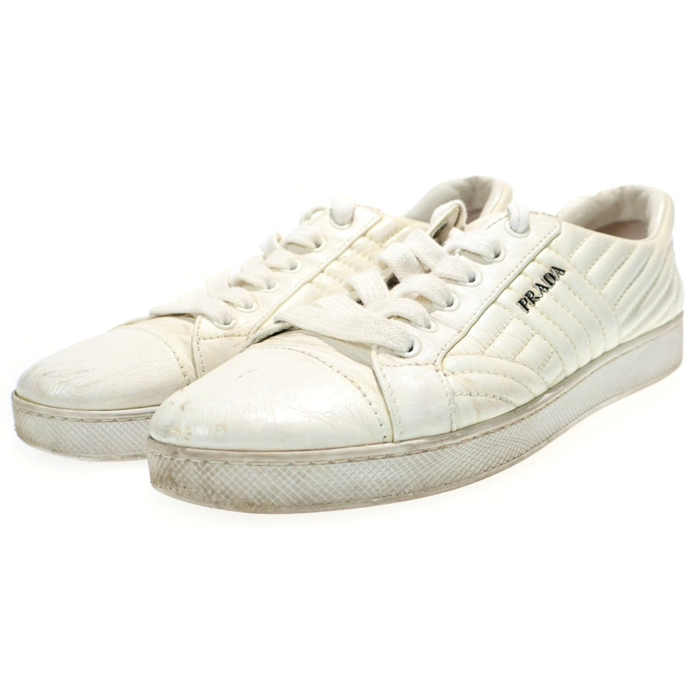 PRADA(プラダ) ダイヤグラム レザー ローカットスニーカー ホワイト