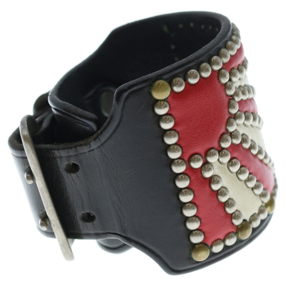 STOP LIGHT(ストップライト) Sunrise Studs Leather Bracelet サンライズスタッズ レザー ブレスレット ブラック/レッド