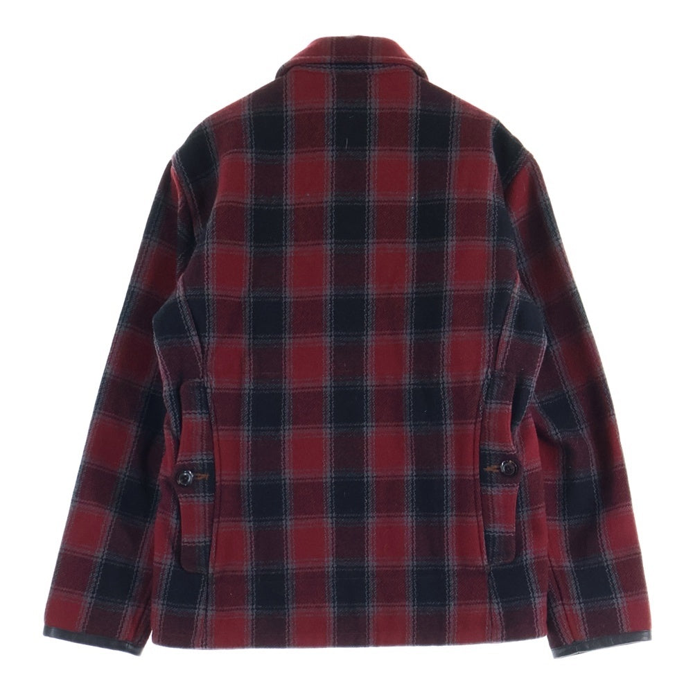 THE FLAT HEAD(フラットヘッド) ウール ジップアップ チェック ジャケット レッド STH-70
