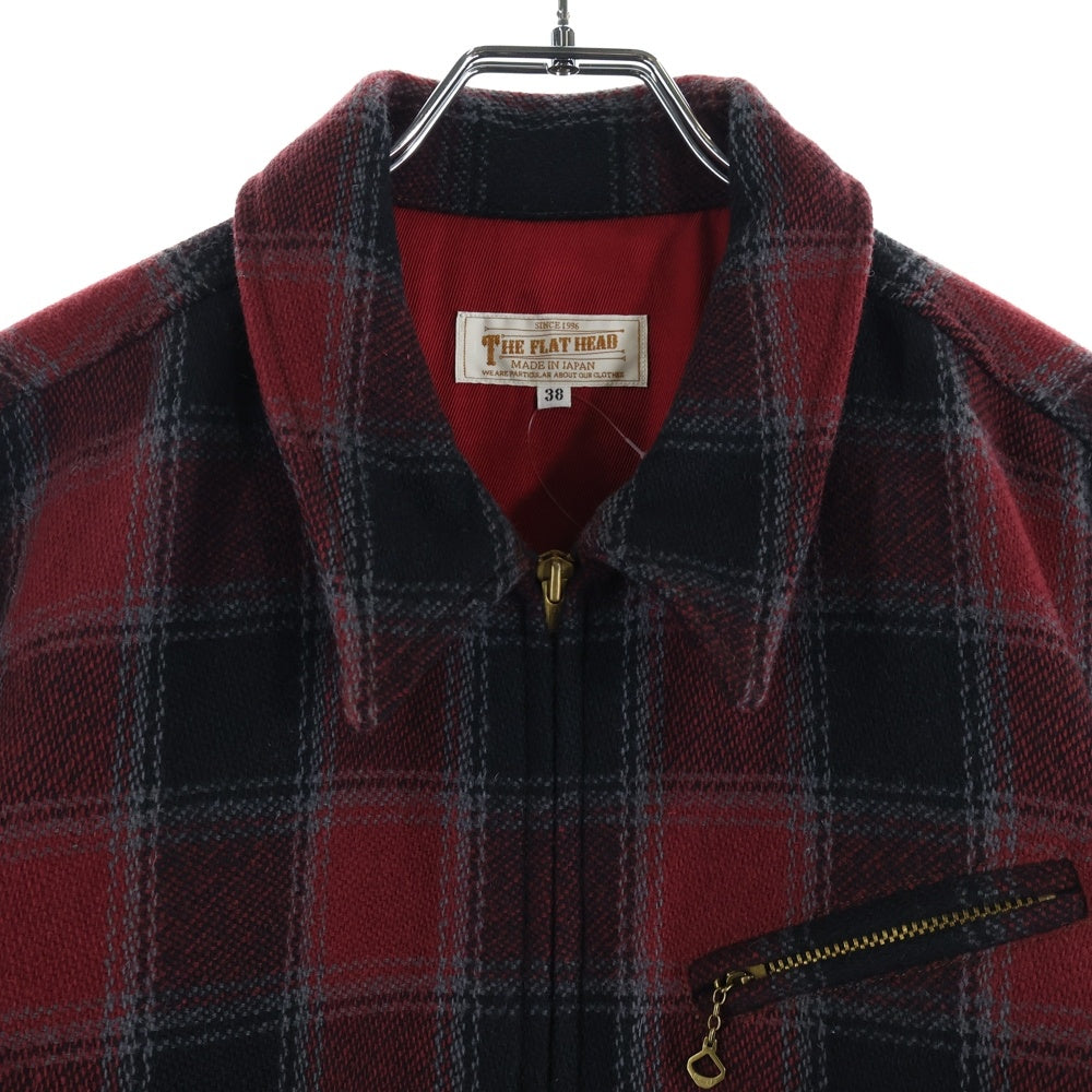 THE FLAT HEAD(フラットヘッド) ウール ジップアップ チェック ジャケット レッド STH-70