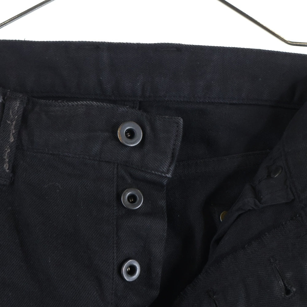 ISAMU KATAYAMA BACKLASH(イサムカタヤマバックラッシュ) TUMBLE WITH YOU パッチ クラッシュ加工 ストレート デニムパンツ ブラック 1356-01C