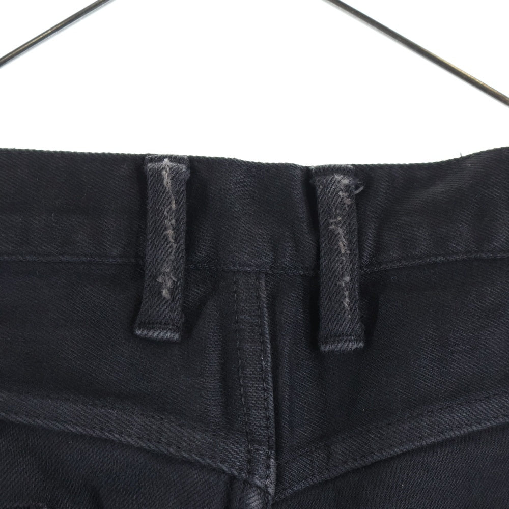 ISAMU KATAYAMA BACKLASH(イサムカタヤマバックラッシュ) TUMBLE WITH YOU パッチ クラッシュ加工 ストレート デニムパンツ ブラック 1356-01C