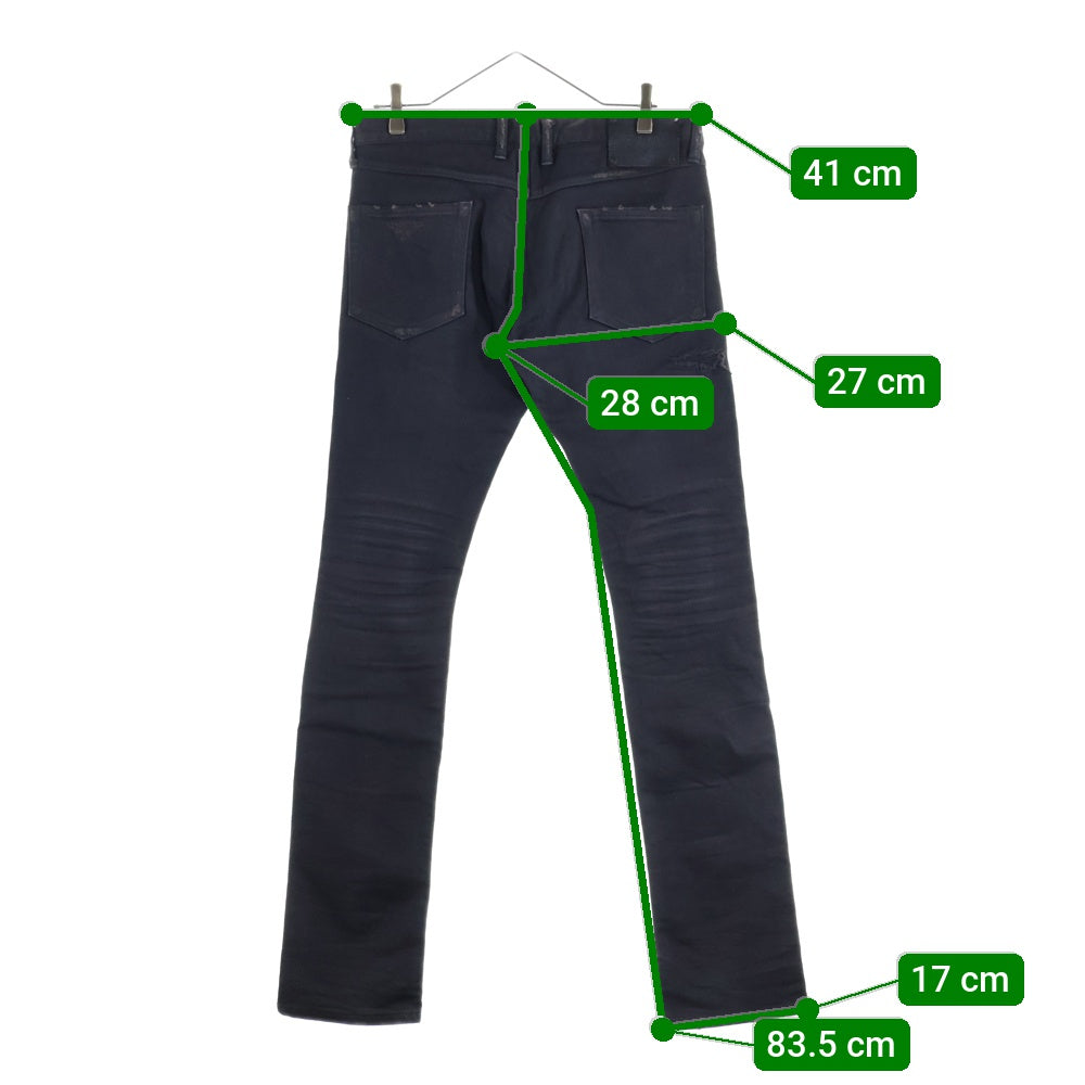 ISAMU KATAYAMA BACKLASH(イサムカタヤマバックラッシュ) TUMBLE WITH YOU パッチ クラッシュ加工 ストレート デニムパンツ ブラック 1356-01C