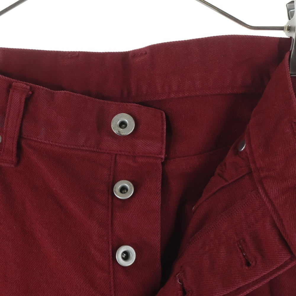 ISAMU KATAYAMA BACKLASH(イサムカタヤマバックラッシュ) パッチ コットン ストレッチ ストレートパンツ レッド 1356-01