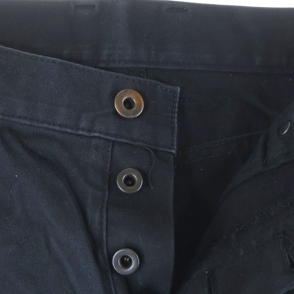 ISAMU KATAYAMA BACKLASH(イサムカタヤマバックラッシュ) SHARKEY 裾ジップ コットン ストレッチ ストレート スキニーパンツ ブラック 1661-02