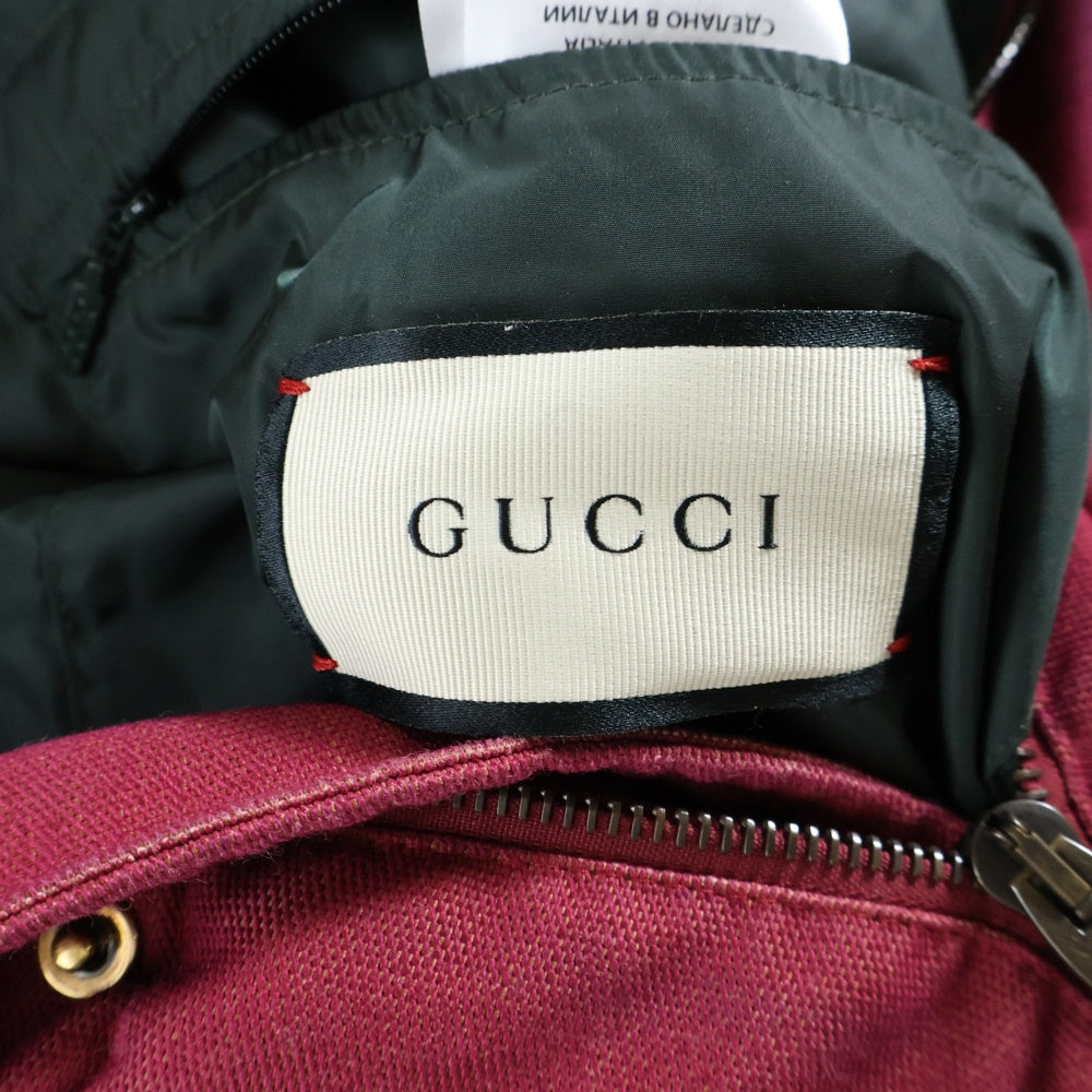 GUCCI(グッチ) BAROQUE PATTERN PUFFER JACKET バロックパターン 2WAY 総柄 中綿ダウンジャケット ダウンベスト レッド/ブラック 595436 Z8AFG
