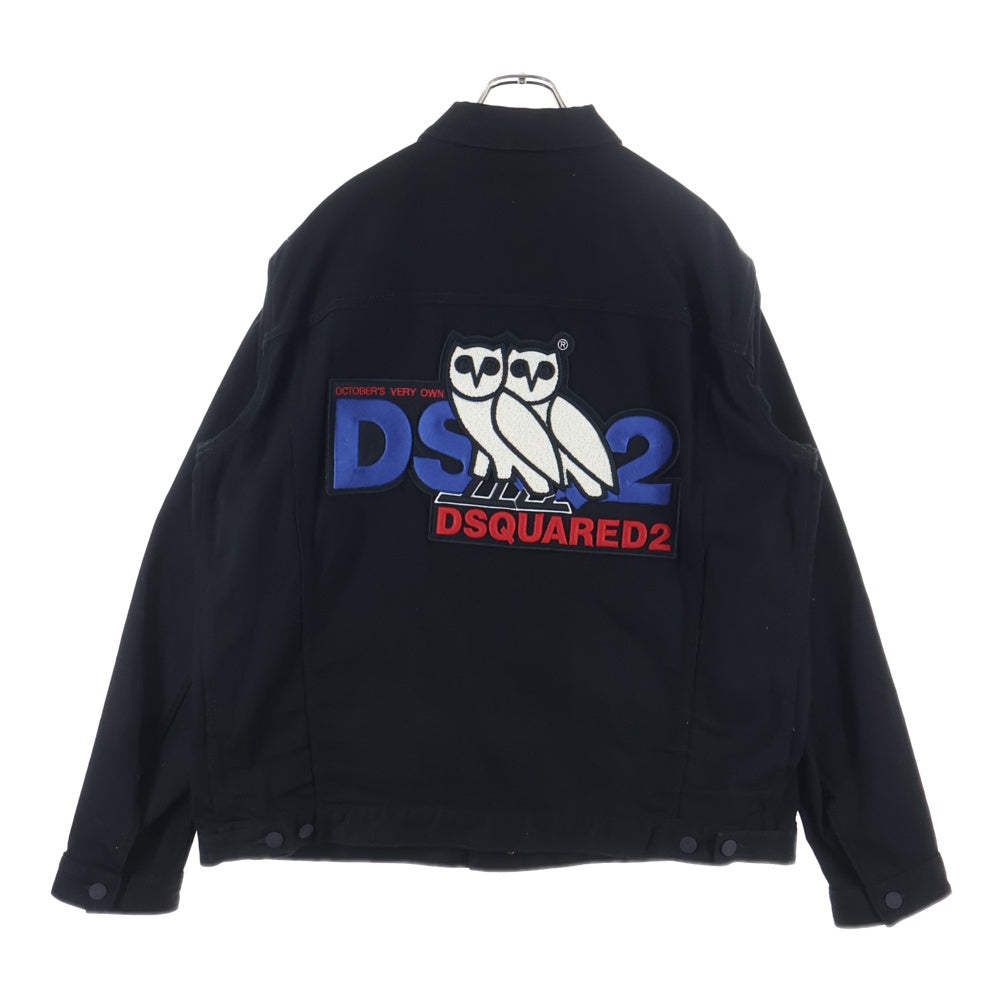 DSQUARED2(ディースクエアード) ×OVO OCTOBER'S VERY OWN バックロゴパッチ フクロウ デニムジャケット ブラック S74AM1120