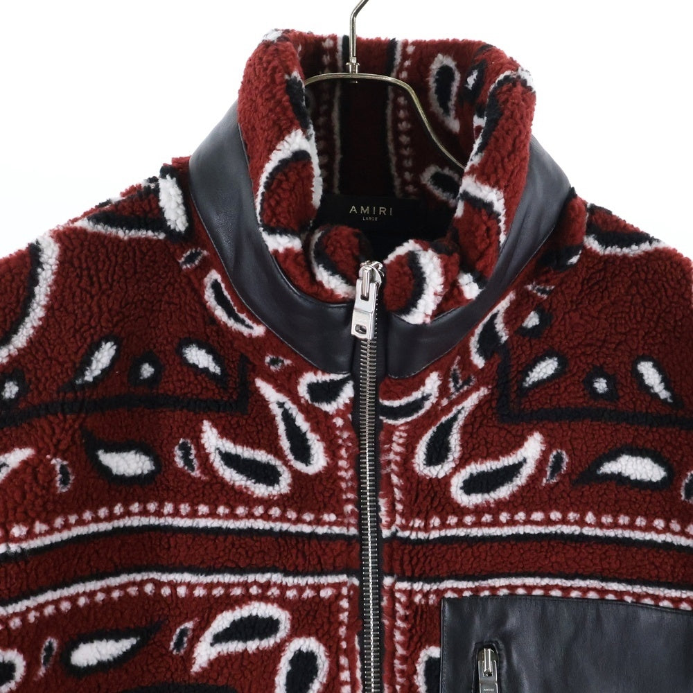 AMIRI(アミリ) 22AW PRINTED BANDANA POLAR FLEECE プリント バンダナ ポーラー フリースジャケット バーガンディ SR3MKF009SAMBPF