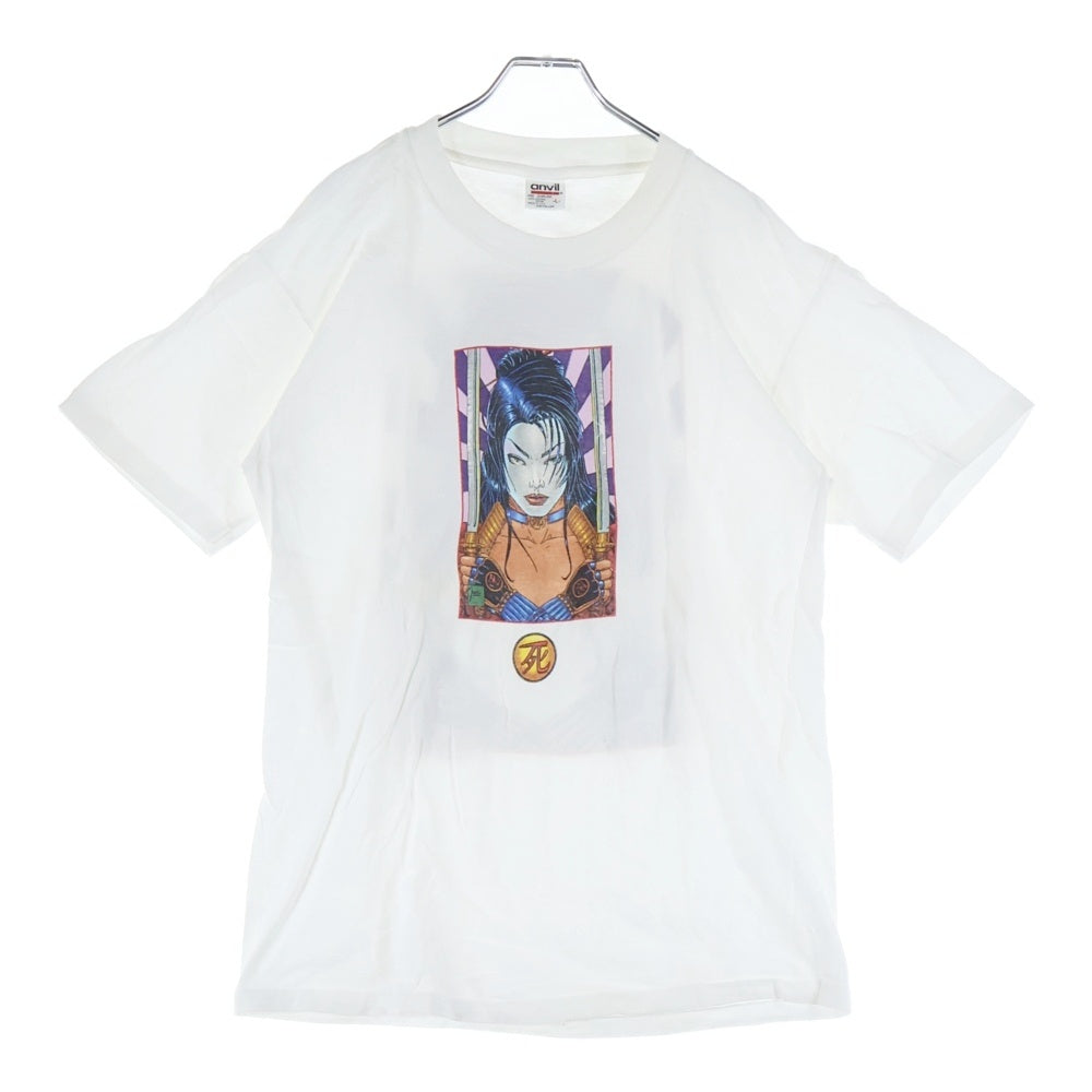 VINTAGE(ヴィンテージ) 90S SHI ANA ISHIKAWA anvilタグ クルーネック半袖Tシャツ カットソー ホワイト