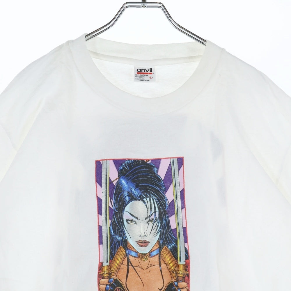 VINTAGE(ヴィンテージ) 90S SHI ANA ISHIKAWA anvilタグ クルーネック半袖Tシャツ カットソー ホワイト