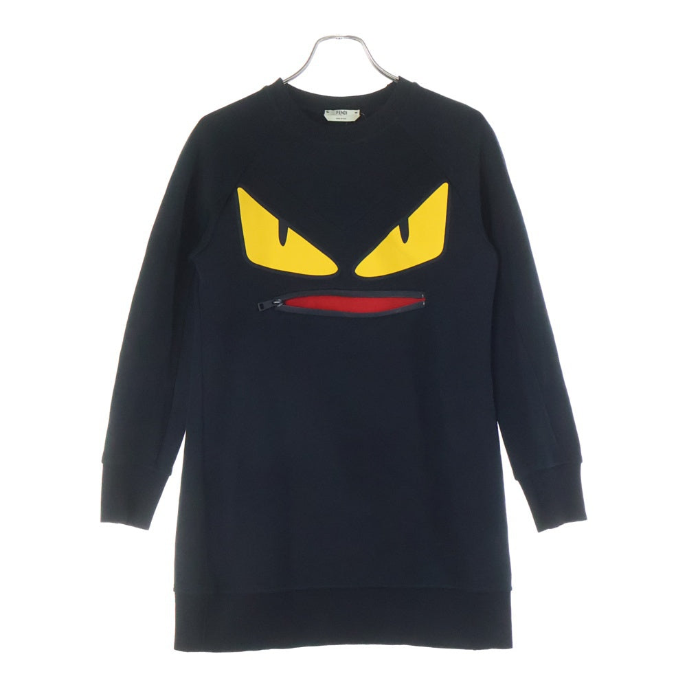 FENDI(フェンディ) 19SS モンスター フロントジップ クルーネック スウェット トレーナー ブラック