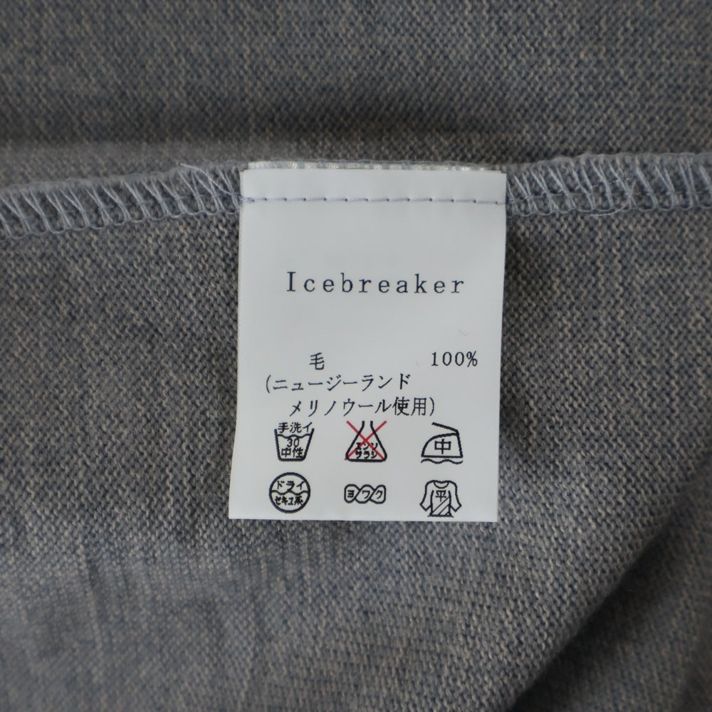 NO BRAND(ノーブランド) icebreaker アイスブレーカー フロントロゴ刺繍 ハーフジップ ウール ニットセーター グレー 3007PM060