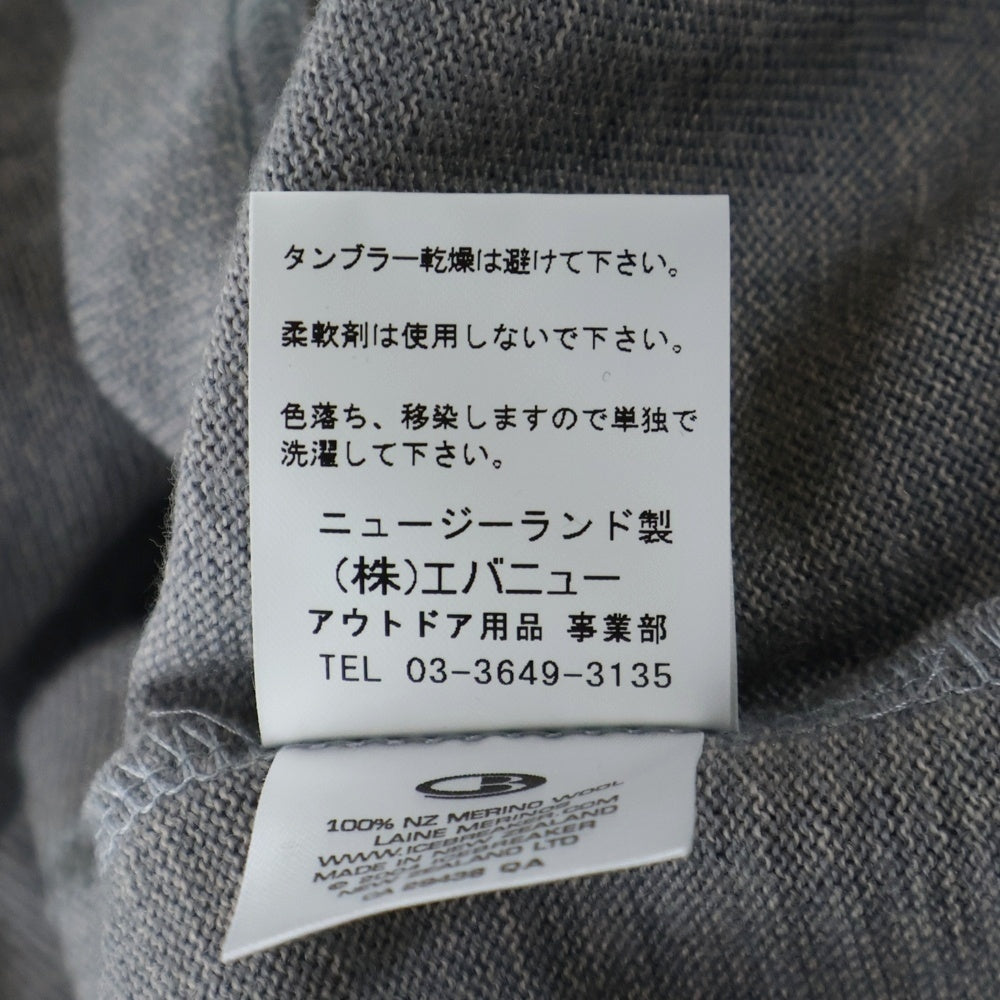 NO BRAND(ノーブランド) icebreaker アイスブレーカー フロントロゴ刺繍 ハーフジップ ウール ニットセーター グレー 3007PM060