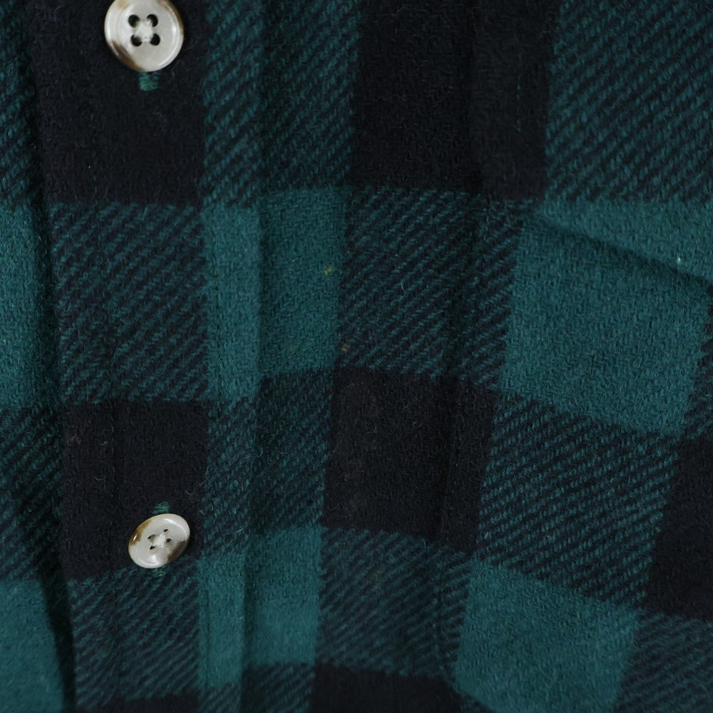 Eddie Bauer(エディバウワー) 70-80S VINTAGE ヴィンテージ ブロックチェック フランネル長袖シャツ グリーン/ブラック