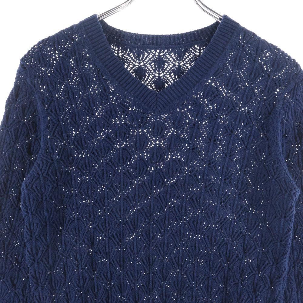 COMME des GARCONS COMME des GARCONS(コムデギャルソンコムデギャルソン) 05SS Vネック コットン ニットセーター ネイビー RO-N004 AD2005 レディース