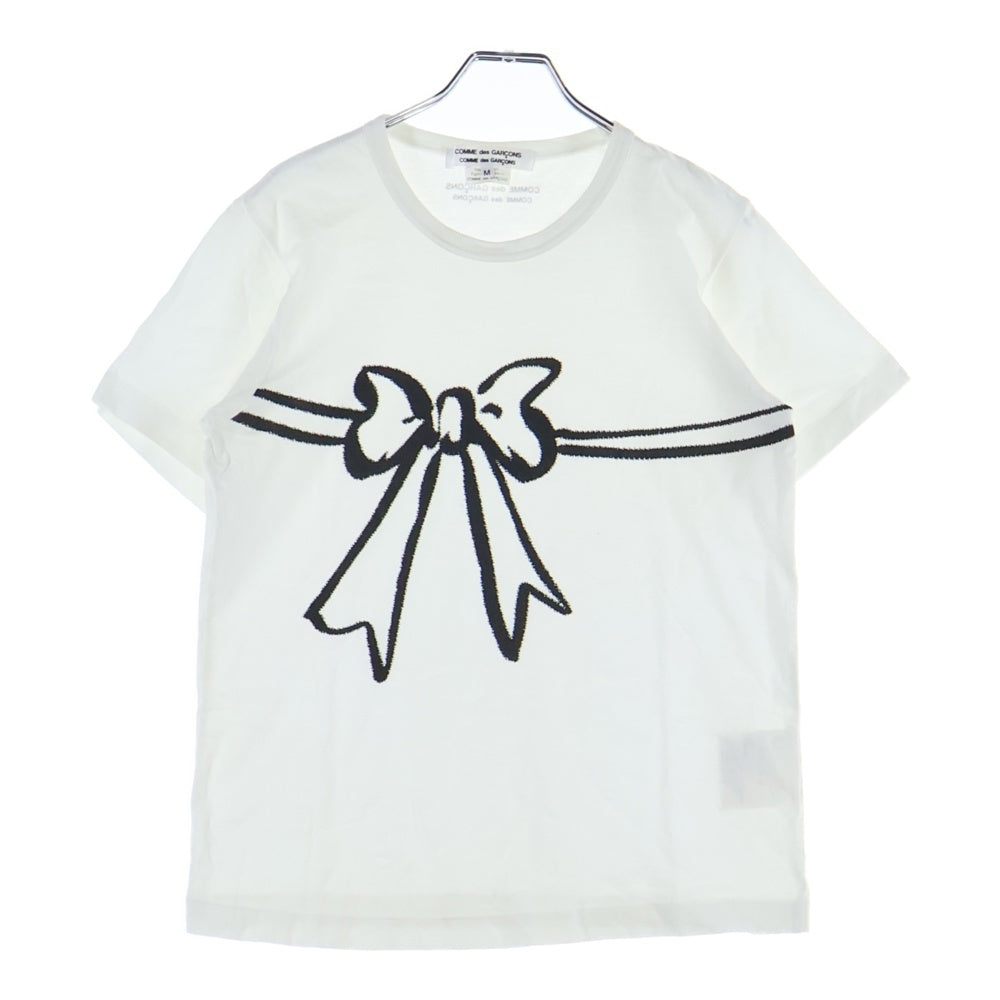 COMME des GARCONS COMME des GARCONS(コムデギャルソンコムデギャルソン) 09SS リボンプリント クルーネック 半袖Tシャツカットソー ホワイト RC-T033 AD2008 レディース