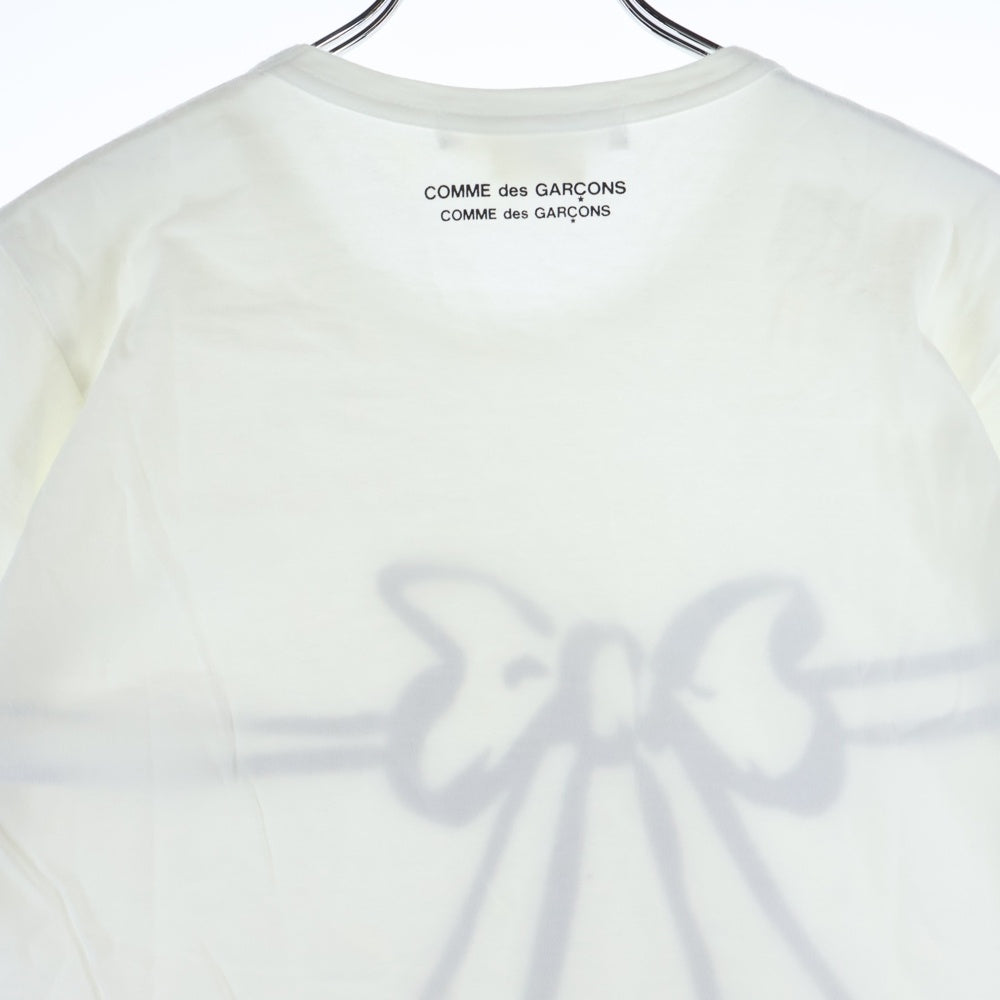 COMME des GARCONS COMME des GARCONS(コムデギャルソンコムデギャルソン) 09SS リボンプリント クルーネック 半袖Tシャツカットソー ホワイト RC-T033 AD2008 レディース