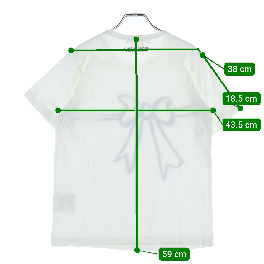 COMME des GARCONS COMME des GARCONS(コムデギャルソンコムデギャルソン) 09SS リボンプリント クルーネック 半袖Tシャツカットソー ホワイト RC-T033 AD2008 レディース