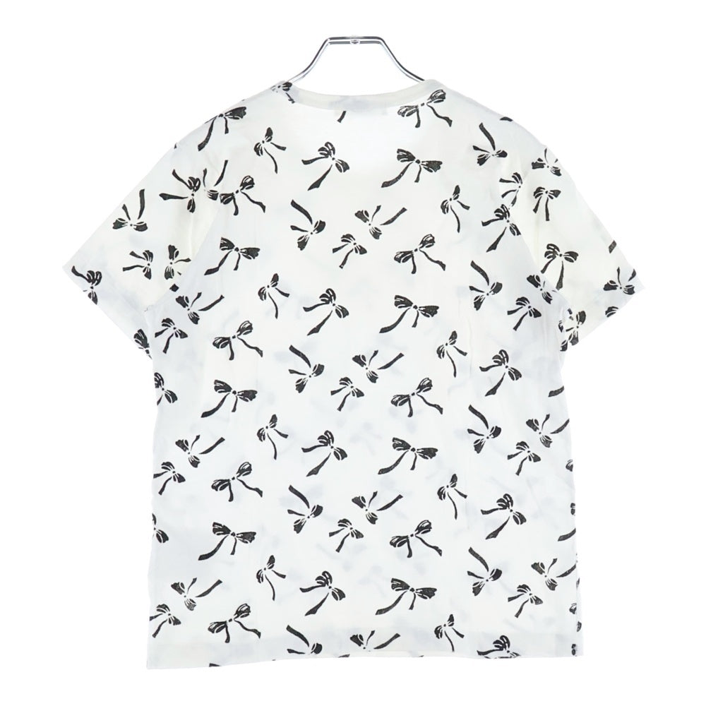 robe de chambre COMME des GARCONS(ローブドシャンブル コムデギャルソン) 03SS リボン総柄 プリント 半袖Tシャツカットソーホワイト RI-T067 AD2002 レディース
