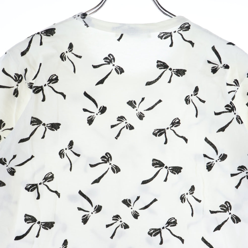 robe de chambre COMME des GARCONS(ローブドシャンブル コムデギャルソン) 03SS リボン総柄 プリント 半袖Tシャツカットソーホワイト RI-T067 AD2002 レディース