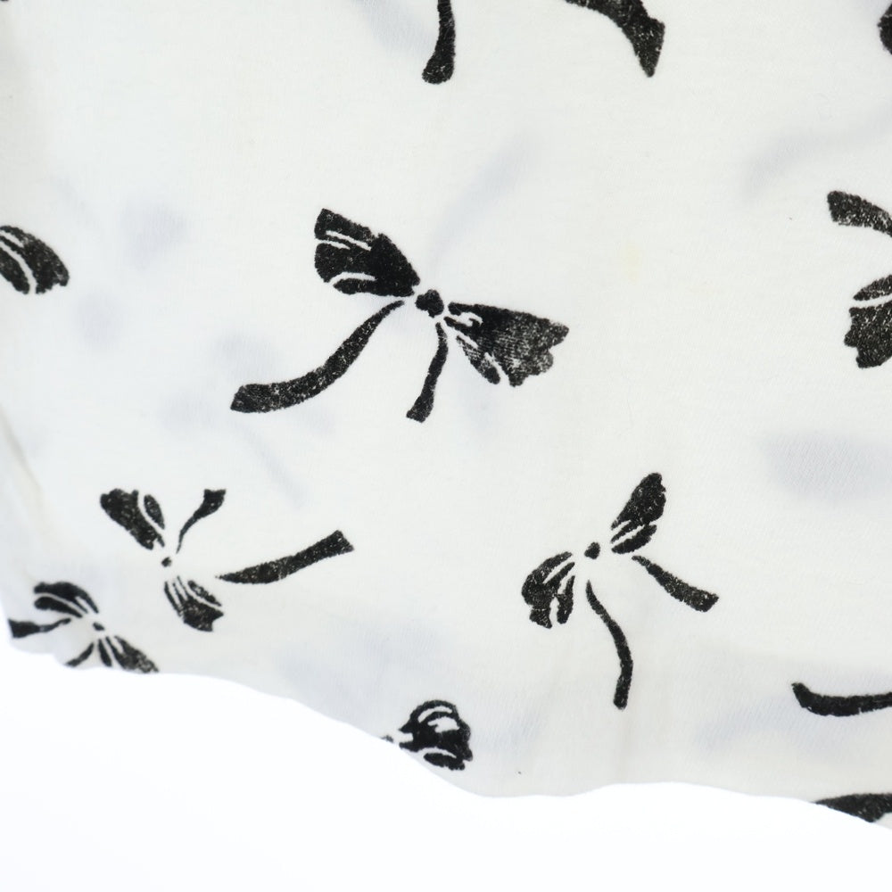 robe de chambre COMME des GARCONS(ローブドシャンブル コムデギャルソン) 03SS リボン総柄 プリント 半袖Tシャツカットソーホワイト RI-T067 AD2002 レディース