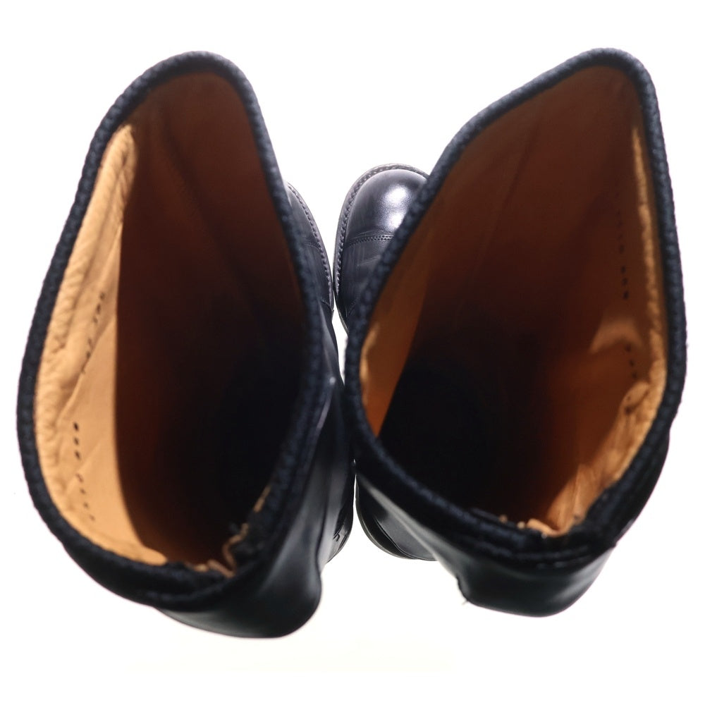 JIL SANDER(ジルサンダー) Leather Ridinh Boots ナイロンパッチワーク レザー ロングブーツ ブラック レディース