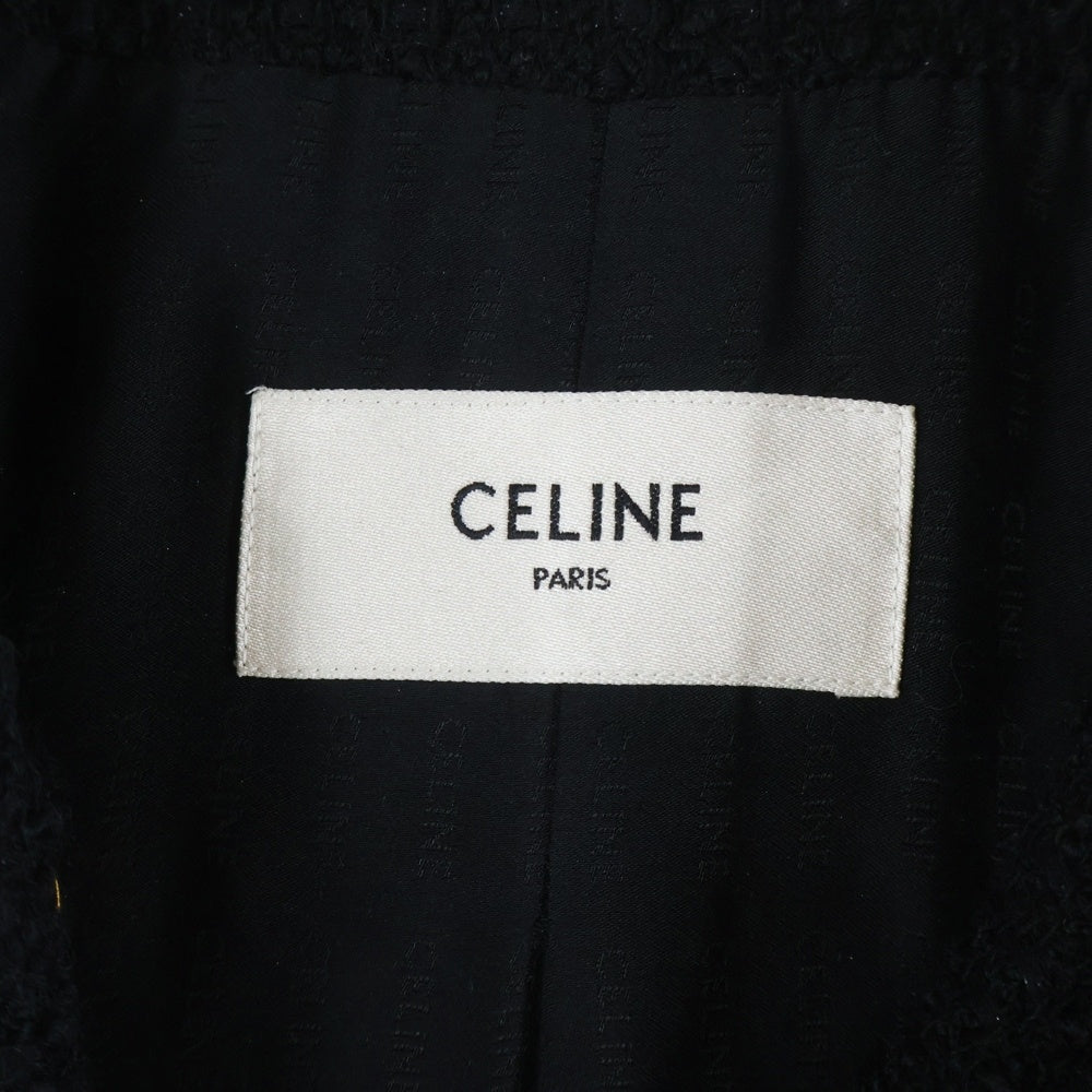 CELINE(セリーヌ) シャスール ブクレツイード ノーカラージャケット ブラック レディース 2V00C764L