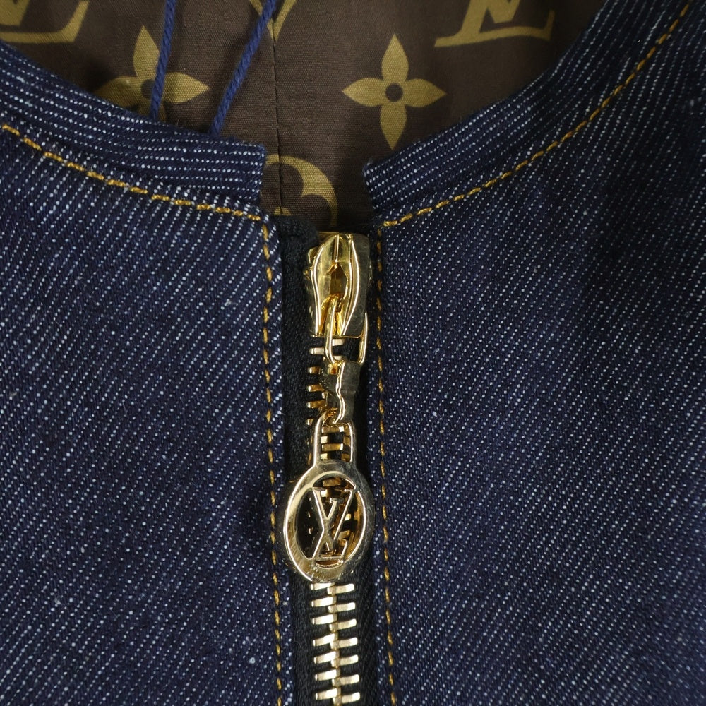 LOUIS VUITTON(ルイヴィトン) 25SS ノースリーブ フリル ジップアップ デニム フラウンスドレス ぺプラムドレス インディゴ レディース RW251WB EFY FSRO95