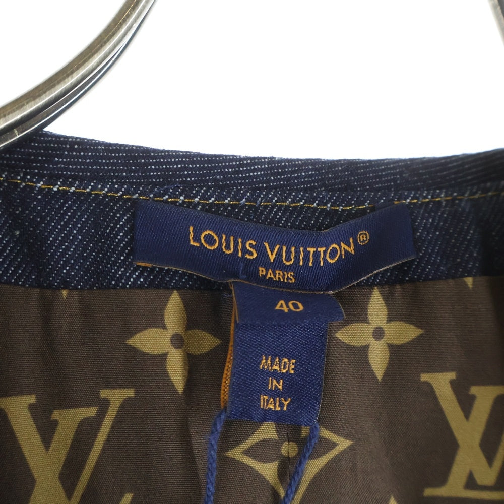LOUIS VUITTON(ルイヴィトン) 25SS ノースリーブ フリル ジップアップ デニム フラウンスドレス ぺプラムドレス インディゴ レディース RW251WB EFY FSRO95