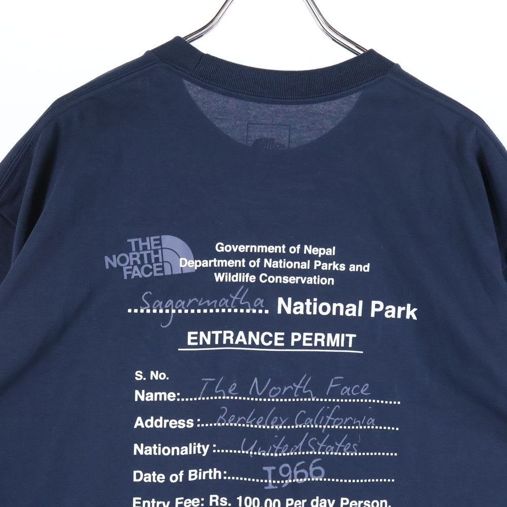 THE NORTH FACE(ザノースフェイス) S/S Entrance Permission Tee エントランス パーミッション プリント クルーネック 半袖Tシャツ カットソー ネイビー NT82539