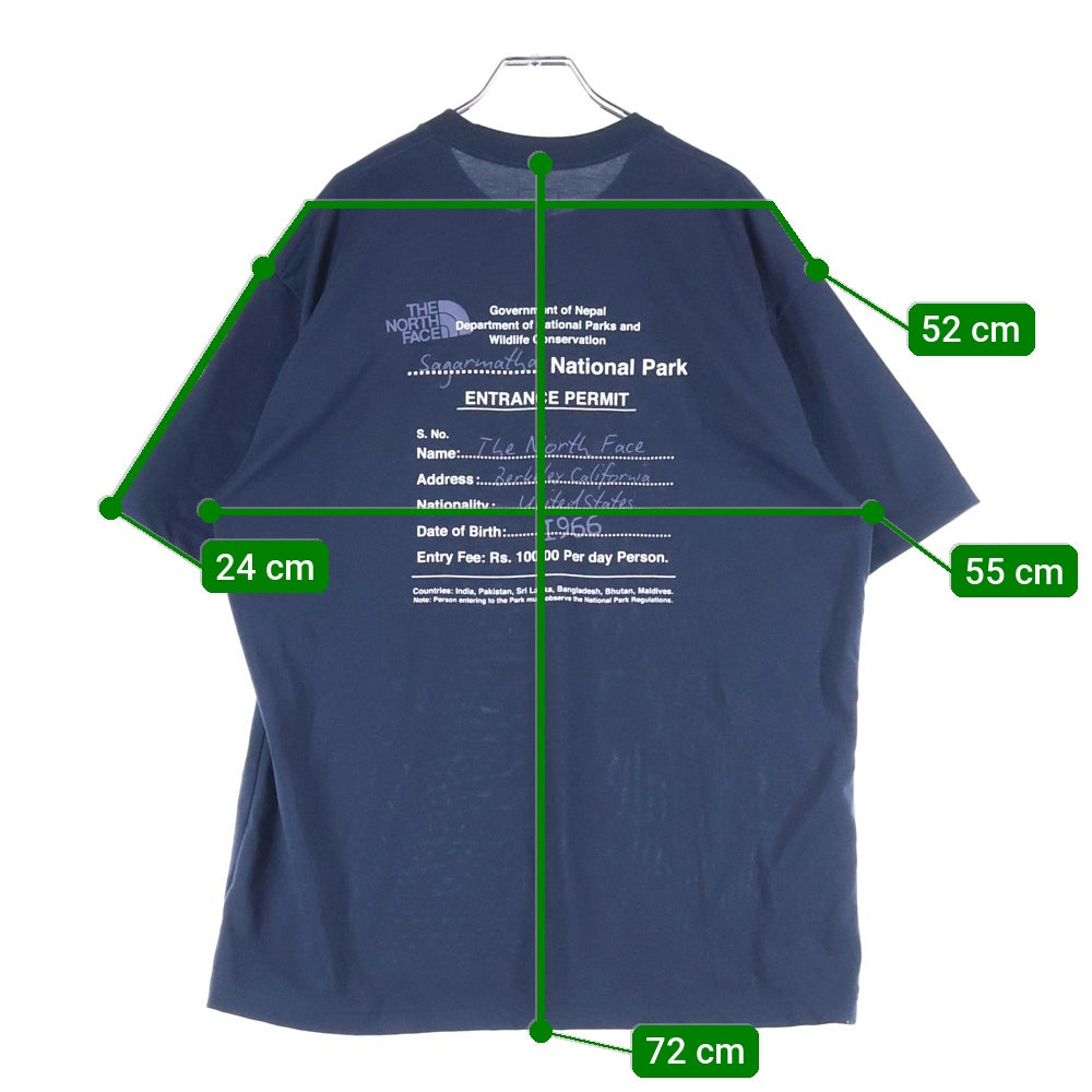 THE NORTH FACE(ザノースフェイス) S/S Entrance Permission Tee エントランス パーミッション プリント クルーネック 半袖Tシャツ カットソー ネイビー NT82539