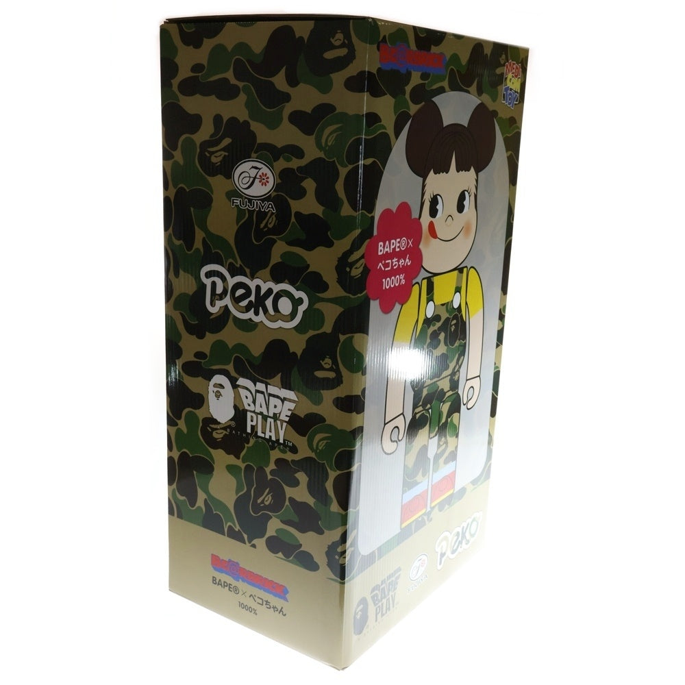 MEDICOM TOY(メディコムトイ) ×BAPE ×FUJIYA BE@BRICK べイプ 不二家 ペコちゃん カモ柄 ベアブリック 人形 グリーン 1000%