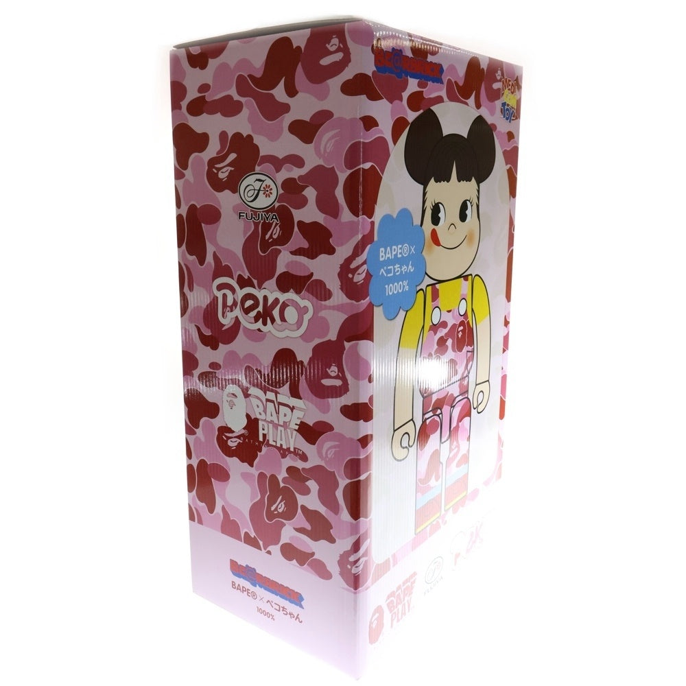 MEDICOM TOY(メディコムトイ) ×BAPE ×FUJIYA BE@BRICK べイプ 不二家 ペコちゃん カモ柄 ベアブリック 人形 ピンク 1000%