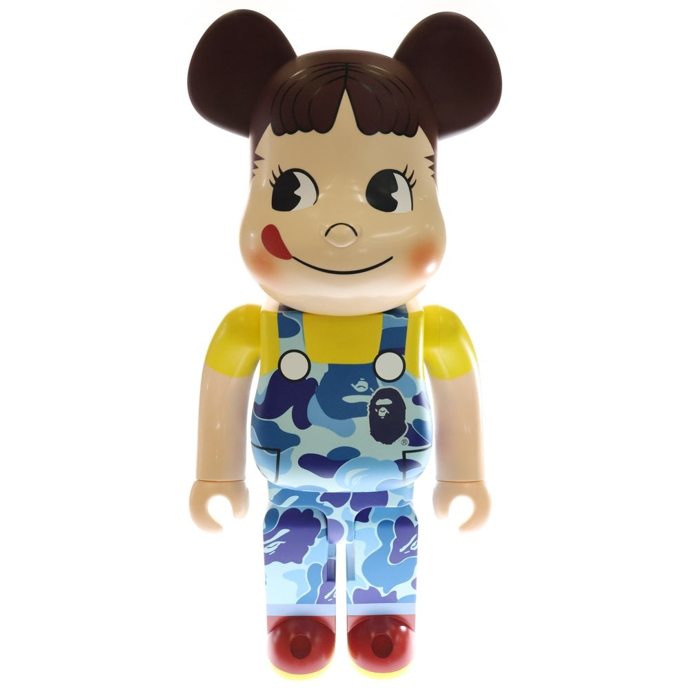 MEDICOM TOY(メディコムトイ) ×BAPE ×FUJIYA BE@BRICK べイプ 不二家 ペコちゃん カモ柄 ベアブリック 人形 ブルー 1000%