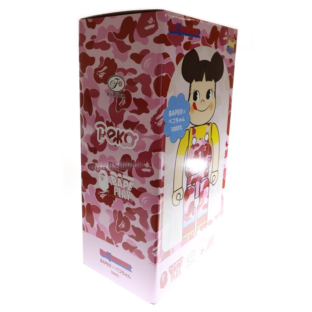 MEDICOM TOY(メディコムトイ) ×BAPE ×FUJIYA BE@BRICK べイプ 不二家 ペコちゃん カモ柄 ベアブリック 人形 ピンク 1000%