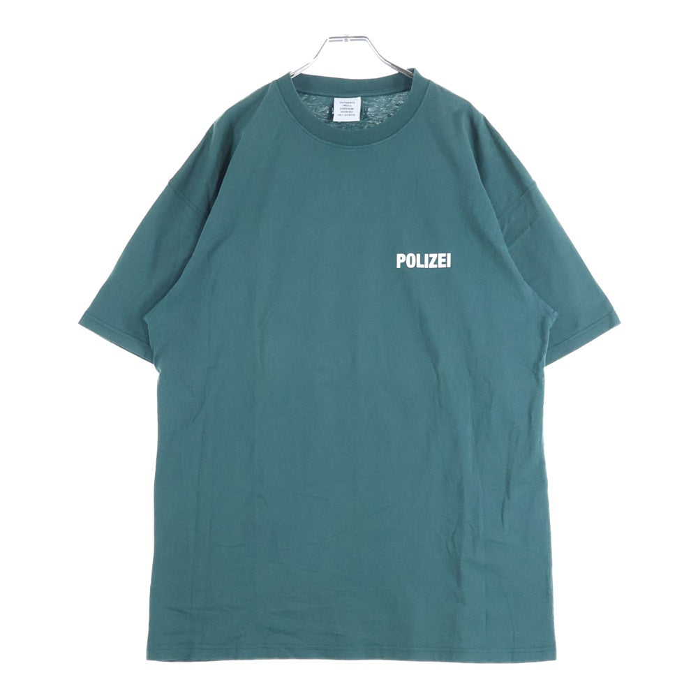 VETEMENTS(ヴェトモン) 20AW POLIZEI フロントプリント クルーネック 半袖Tシャツ カットソー グリーン UAH21TR511
