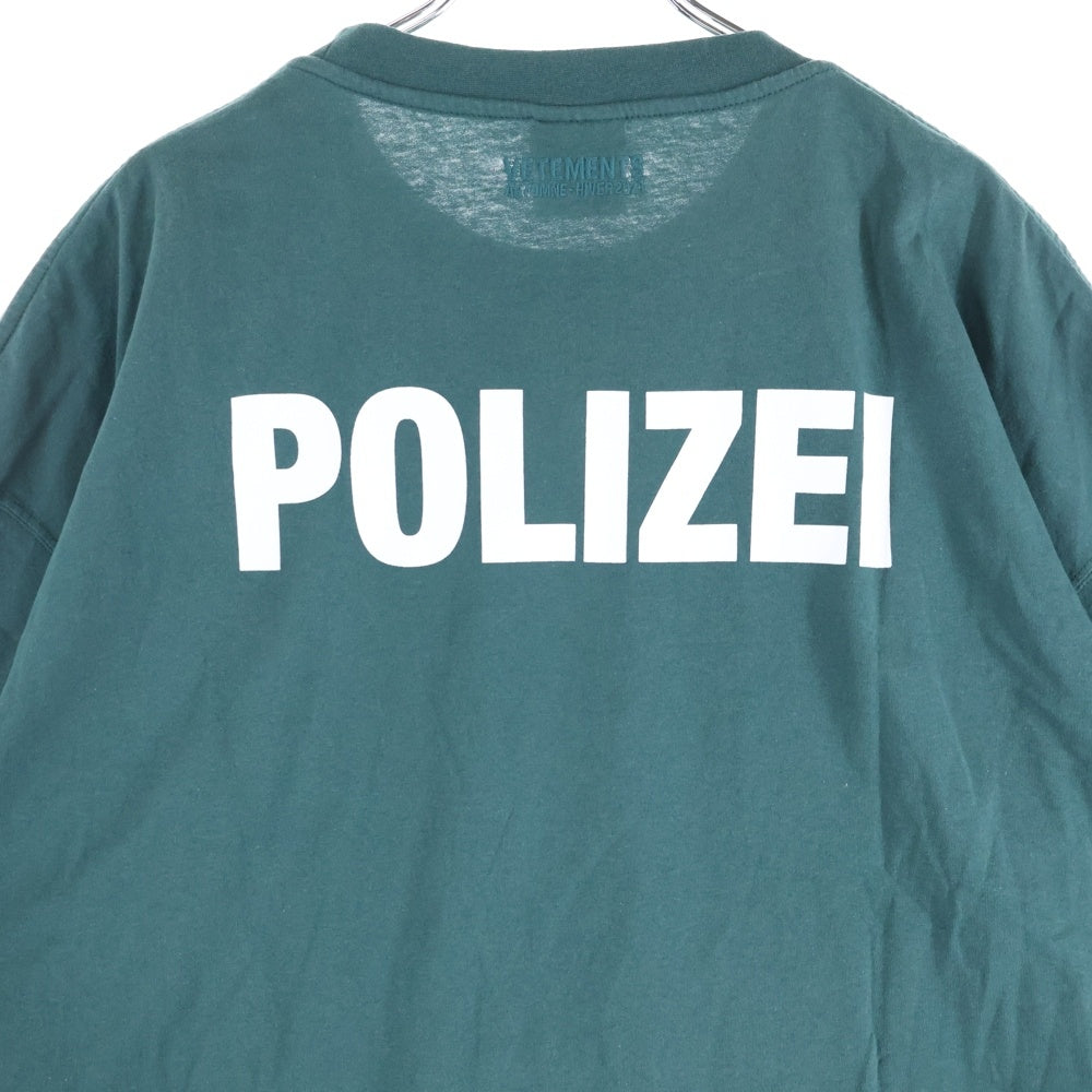 VETEMENTS(ヴェトモン) 20AW POLIZEI フロントプリント クルーネック 半袖Tシャツ カットソー グリーン UAH21TR511
