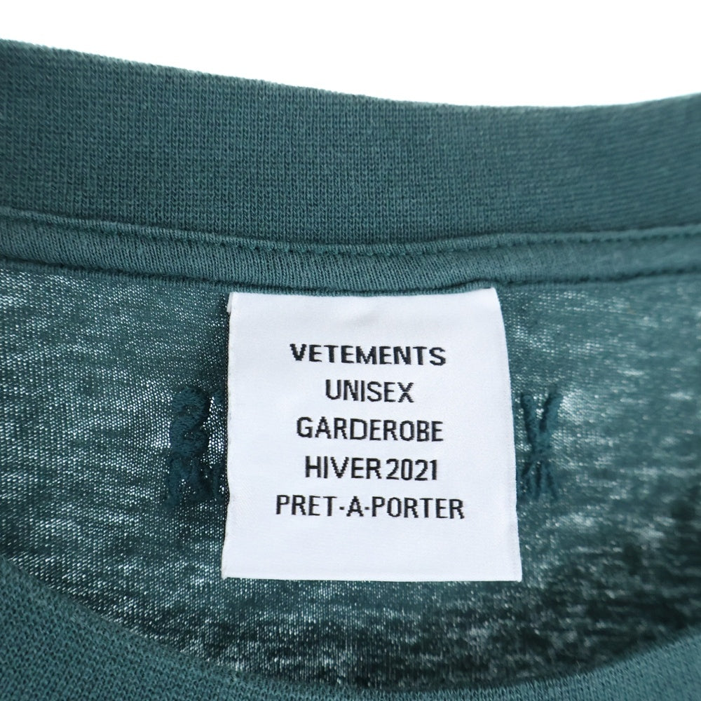 VETEMENTS(ヴェトモン) 20AW POLIZEI フロントプリント クルーネック 半袖Tシャツ カットソー グリーン UAH21TR511