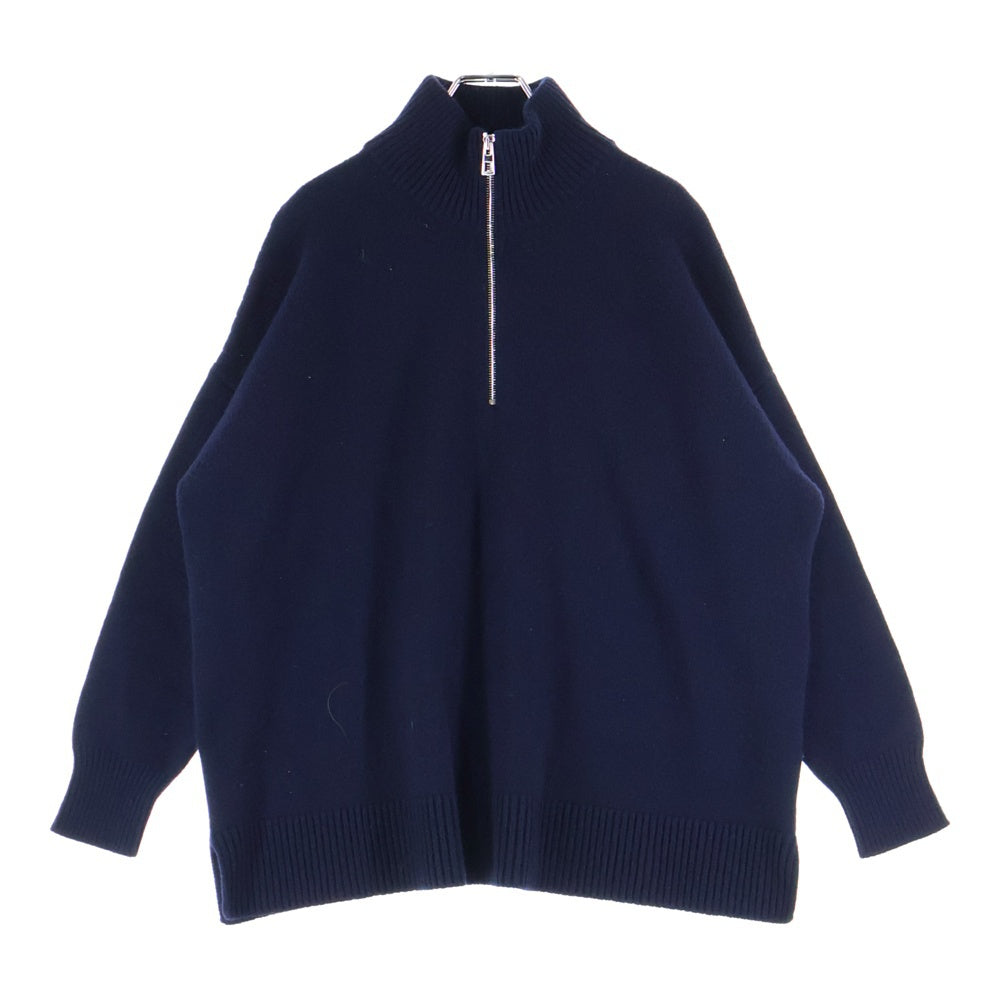 LOEWE(ロエベ) HALF ZIP CASHMERE SWEATER アナグラムロゴ ハーフジップ カシミヤ ニット セーター ネイビー レディース S359Y14K85