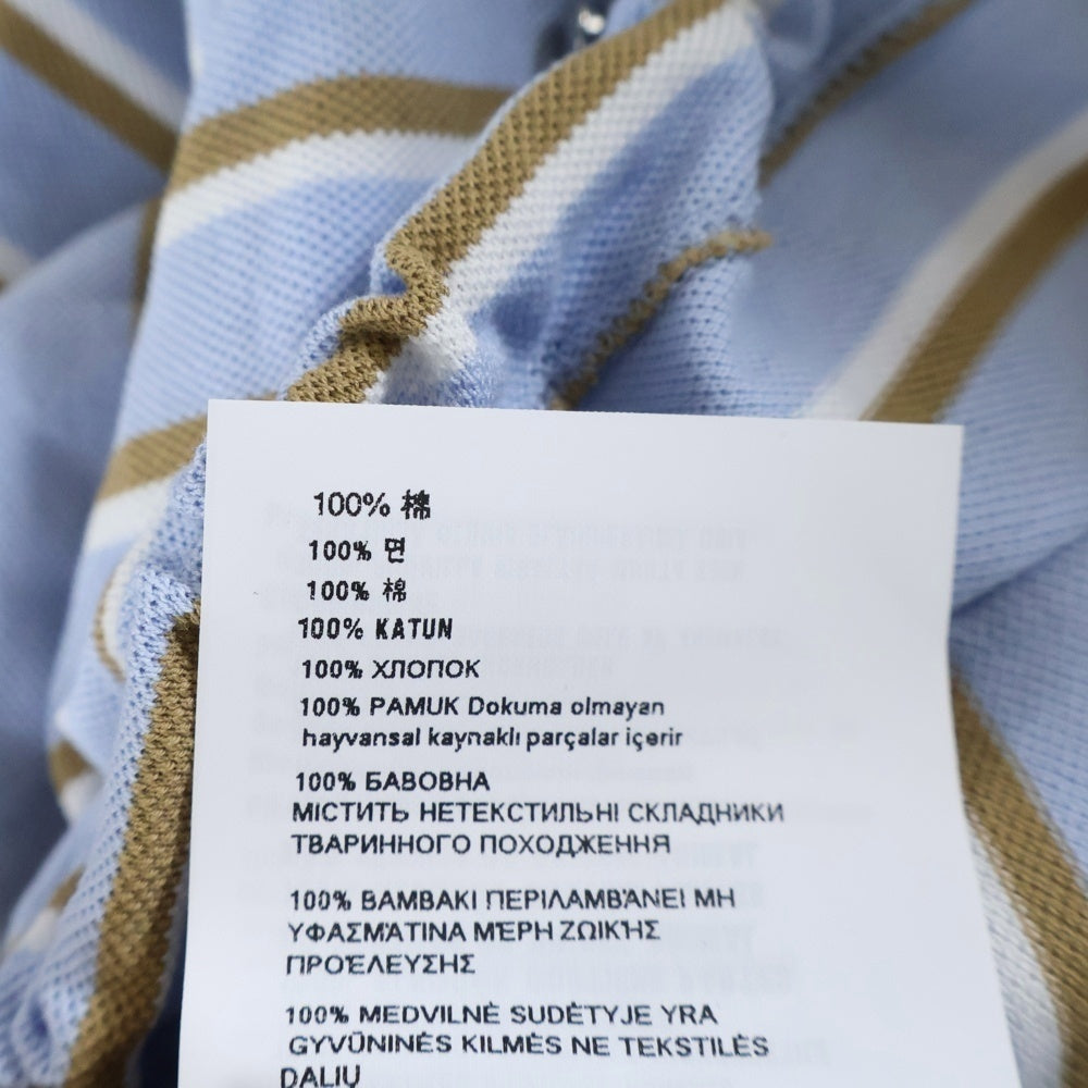 PRADA(プラダ) Cropped Striped Pique Polo Shirt トライアングルパッチ コットン クロップド ストライプ ピケ 半袖ポロシャツ ブルー レディース 39609 S000