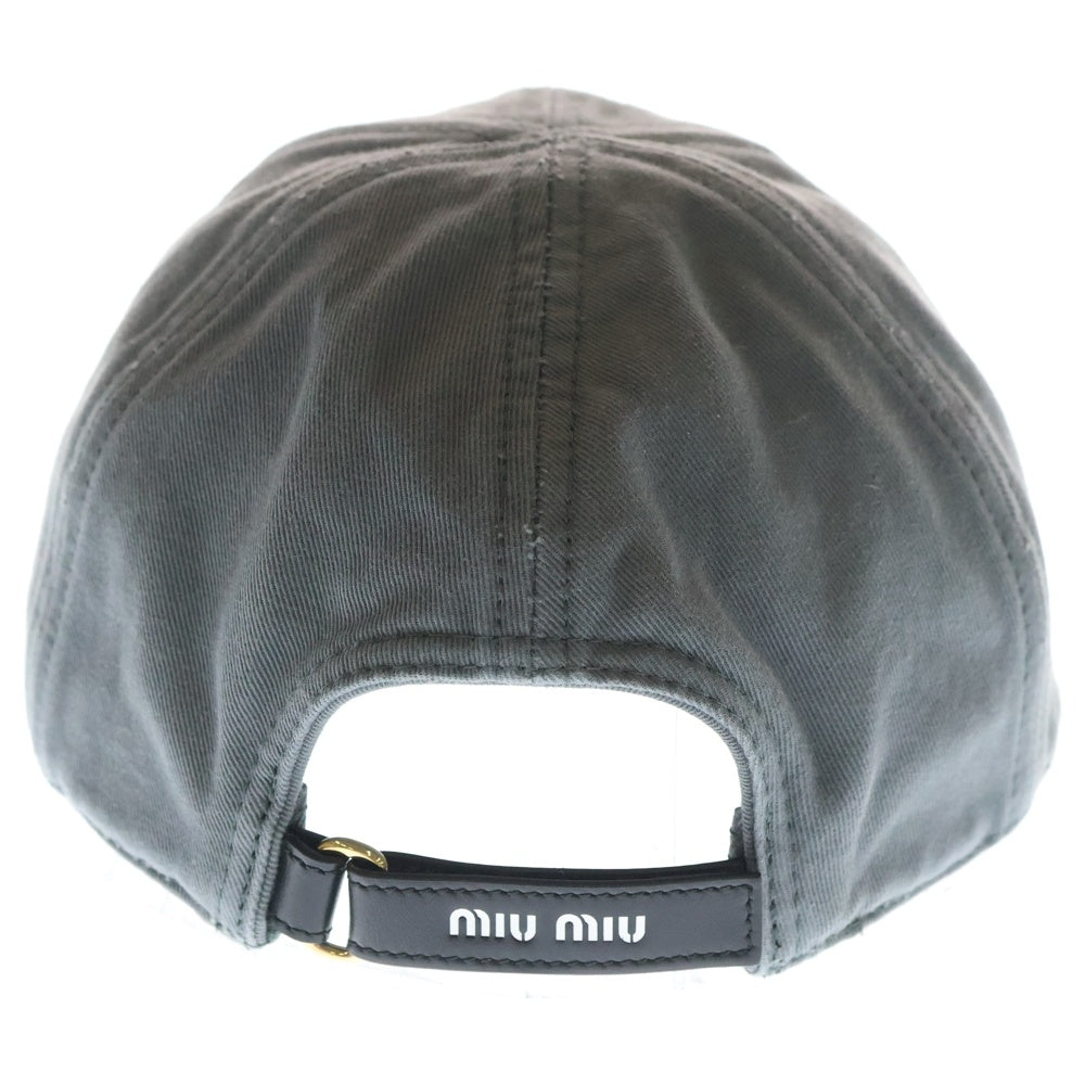 miumiu(ミュウミュウ) ロゴ コットン ドリル ベースボールキャップ 帽子 グレー レディース 5HC370 2CR2