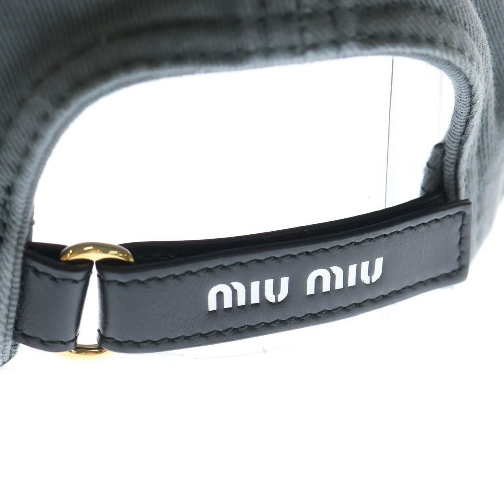 miumiu(ミュウミュウ) ロゴ コットン ドリル ベースボールキャップ 帽子 グレー レディース 5HC370 2CR2