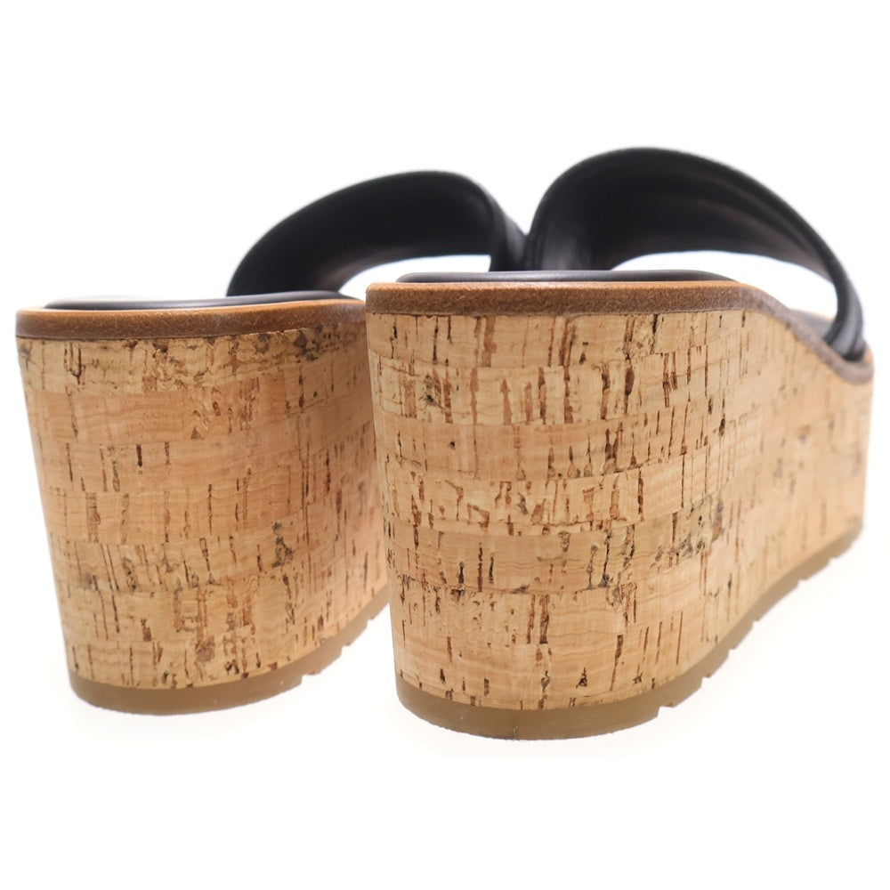 Christian Dior(クリスチャンディオール) Dway グレインドカーフスキン ロゴ刺繍 プラットフォーム スライド サンダル ブラック レディース